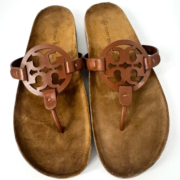 Tory Burch Miller Cloud Sandals Brown Suede - Picture 8 of 8